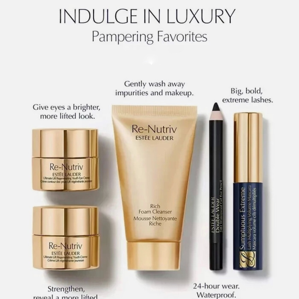 Estee Lauder 5 Pcs Re-Nutriv Ultimate Lift
Youth Skincare/makeup Set ~ New!